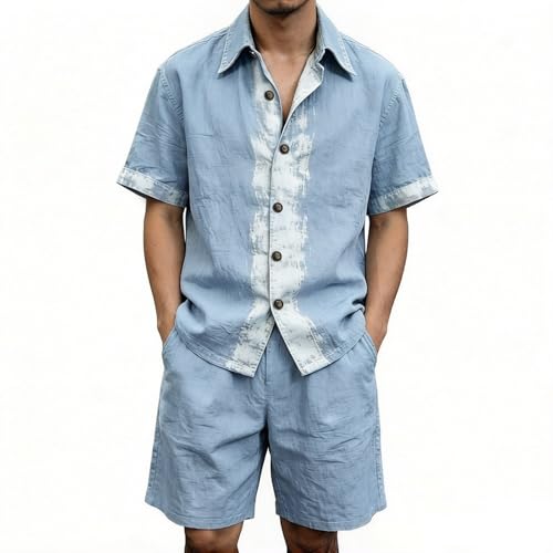 Ensemble de vêtements de loisirs en lin pour homme chic et léger