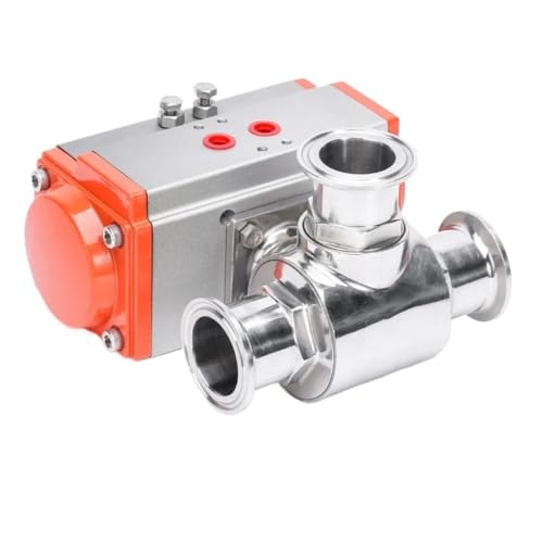 Válvula de bola neumática tipo T de acero inoxidable 316 con conexión tri-clamp 2