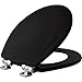 MAYFAIR Toilet Seat with Chrome Hinges will Slow Close and Never Come Loose, ROUND, Durable Enameled Wood, Black, 30CHSLB 047