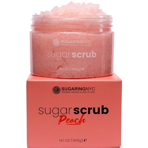 Sugaring NYC Moisturizing and Exfoliating Signature Body Scrub - Silky Smooth Skin and Ingrown Hair Prevention (Juicy Peach)