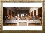 ポスター レオナルド ダ ヴィンチ (最後の晩餐) A4サイズ 卓上 壁掛け インテリア 壁紙用 絵画 アートポスター 金色フレーム ゴールド