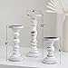 Large Candle Holders for Pillar Candles - Rustic Farmhouse Style Home Decor - Perfect for Table Centerpieces, Coffee Table or Fireplace Mantel - 3 Piece Set - White