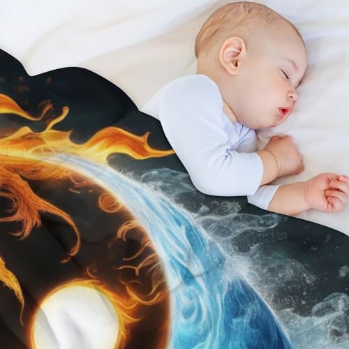 Couverture Yin Yang chaude lavable en machine, plaid flanelle douce 180x200cm - 5
