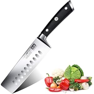 SHAN ZU Japanese Nakiri Knife 6.5 Inch – Ultra Sharp German Stainless Steel Vegetable Chopper Chef Knives – Ergonomic Handle, Professional Kitchen Knife, Gift Box Included