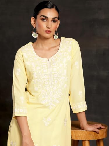 Image of Libas Womens Embroidered Viscose Straight Kurta for Women | Ethnic wear | Bridal Suit | Wedding Dress | Occasion wear