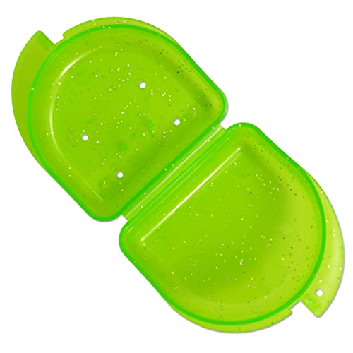 Dental Aesthetics Glitter Mundschutz Case - Mundschutz Box für Ortho Halterungen, Sporte Zahnärztliche Geräte, Zahnersatz & Mehr - Glitzer Grün, Plastik