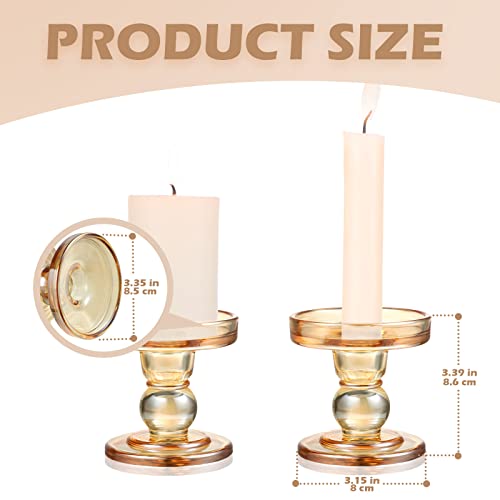 Potchen 6 Pcs Glass Candle Holders For Pillar Candles Taper Candlestick Holders Unity Candle Stand For Formal Events, Wedding Table Centerpiece, Church, Holiday Decor (Amber) #TOP1