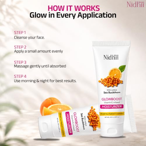 Image of Vitamin C Moisturizer | Vitamin E & Seabuckthorn | Lightweight, Oil-Free Face Moisturizer | Brightening & Deep Hydration | With Niacinamide & Shea Butter | For All Skin Types Men & Women | 100 ml Pack pf 2