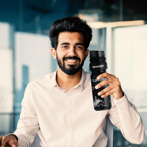 Image of SHARP Pure Sip Water Filter Bottle 750 ml For Hiking,Backpacking, And Travelling (Black)