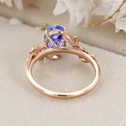 10K/14K/18K Solid Gold 1 Carat Oval Gemstone Vintage Engagement Ring for Women Nature Inspired Birthstone Leaf Vine Art Deco Wedding Promise Anniversary Rings for Her Wife Bridal Size 4~124