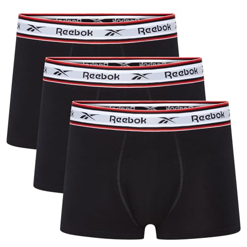 Reebok Barlow Men's Trunks - Pack of 3 | Mens Trunks, Breathable & Stretchable Underwear for Men | Multipack Mens Underwear Cotton | Black, White & Grey