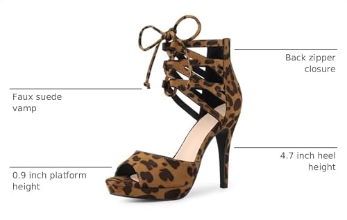 Allegra K Allegra K Women's Platform Sandals Stiletto High Heel Leopard 7 US