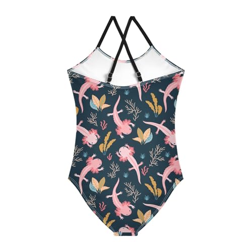 Girls Axolotl Swimsuit One Piece Bathing Suit Kids Swimming Suits Beach Swimwear 3-10T2
