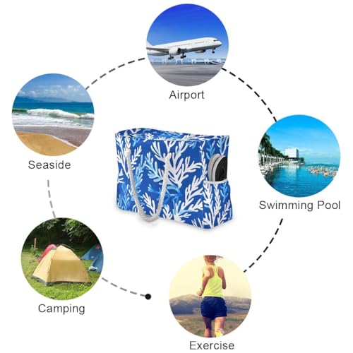 Image of senya Large Beach Bags Totes Swim Canvas Tote Shoulder Bag Water Resistant Bags for Gym Travel Daily