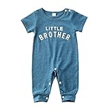 hwojjha Newborn Baby Boy Romper Clothe, Little Brother Romper Short Sleeve Jumpsuits One Piece Outfit (blue, 0-3 months)