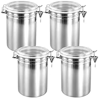 HEIYUET 4 Stück Vorratsdosen Edelstahl Kaffeedose mit Luftdicht Deckel, 1900ML Luftdichte Kanister aus Edelstahl, Luftdichte Aufbewahrungsbox Vorratsdosen Behälter für Zucker Müsli Kaffee Tee Bohnen