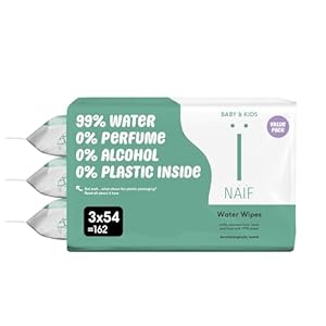 Naïf – Plasticvrije vochtige doekjes – 162 stuks (3 x 54 vochtige doekjes) – verzorging voor babypo, lichaam en gezicht – 99% uit water – 0% parfum en alcohol