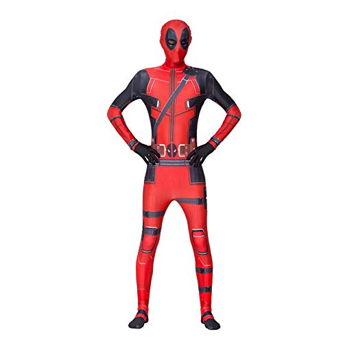 LINLIN Disfraz de Spiderman Deadpool con máscara de Spiderman negro Zentai con estampado 3D Super...