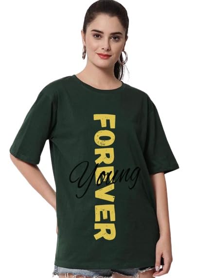 PP VastramForever Printed Oversized T-Shirt for Women, Casual Printed Short Sleeve with Round Neck Loose Fit T-Shirt for Women