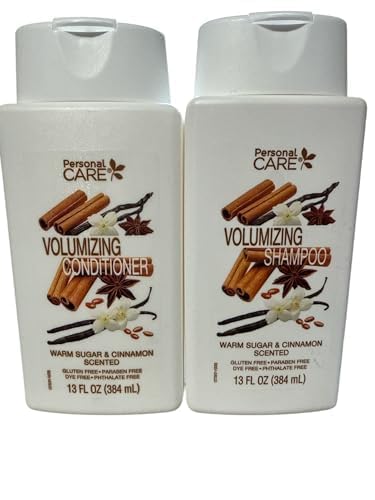 Personal Care Volumizing Shampoo and Conditioner Set, Warm Sugar & Cinnamon Scented, 13 Fl Oz Each, Gluten Free