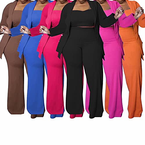 Iymoo Women's Plus Size Blazer Suits Long Sleeve Blazers With Long Pants Suiting Blazers Jacket Uniform Set Pink 1X #TOP3
