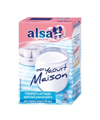Ferments Lactiques Spécial Yaourtière Mon Yaourt Maison Pour réaliser jusqu'à 32 pots ALSA - 4 Sachets de 8g/Boite - Livraison Gratuite France (2 boites)