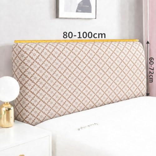 Image of HOMETHREADS 200 GSM Stretchable Jacquard Headboard Cover | Soft, Dust-Proof & Wrinkle-Resistant Bed Back Protector | Fits Leather, Wooden & Fabric Bedsides | for 3ft to 3.5ft Beds (Beige, 90x65Cm)