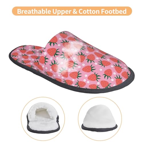 Strawberry Print House Slippers For Women And Men,Soft Slippers With Memory Foam,Non-Slip Indoor Home Shoes3