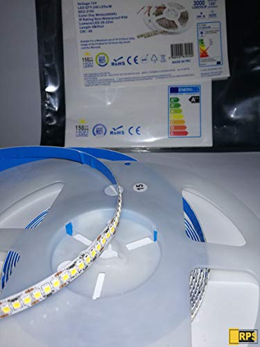 RPS Tira led 5M Alta intensidad, 12VDC, SMD2835, 4000K, Blanco Natural, IP20, 3000lm/M, 20-22lm/diodo, 240diodo/M, 18W/M, Angulo apertura 120º