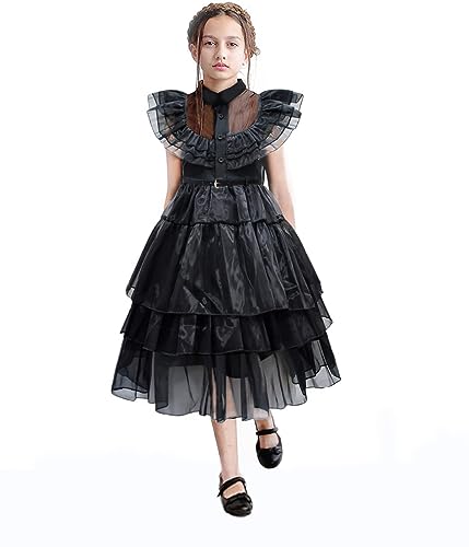 image for GUUZOGG Wednesday Addams Costume Dress for Girls, Ladies Wednesday Add