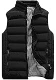 XinYangNi Men's Puffer Vest Water-Resistant winter outdoor Zipper Sleeveless Warm puffey jacket Black US M