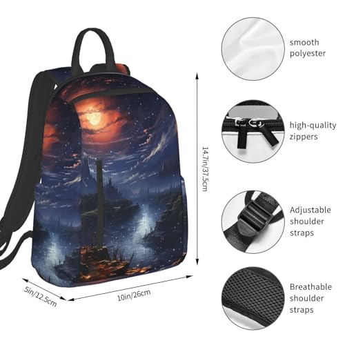 Casual Backpack for Women Men Midnight starry sky Lightweight Daypack Large Capacity Nurse Bag4