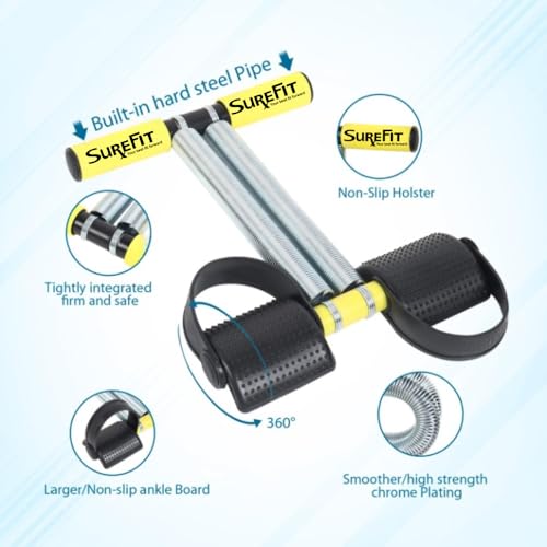 Image of SUREFIT Tummy Trimmer with Dual Spring & Push-Up Bar Combo | Full Body Home Workout Kit for Men & Women | Core, Arms, Chest & Abs Fitness Pack