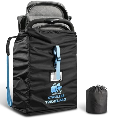 XL Stroller Bag for Airplane Mellbree Super Big Double Buggies Travel Bag for Gate Check Waterproof & Tear-Resistant Honeycomb Oxford Fabric Pushchair Cover Fits Most Sizes Family Travel Essential