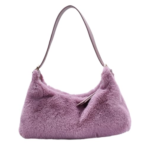 Sac bandoulière en peluche pourpre VALICLUD avec fermeture éclair pour femme
