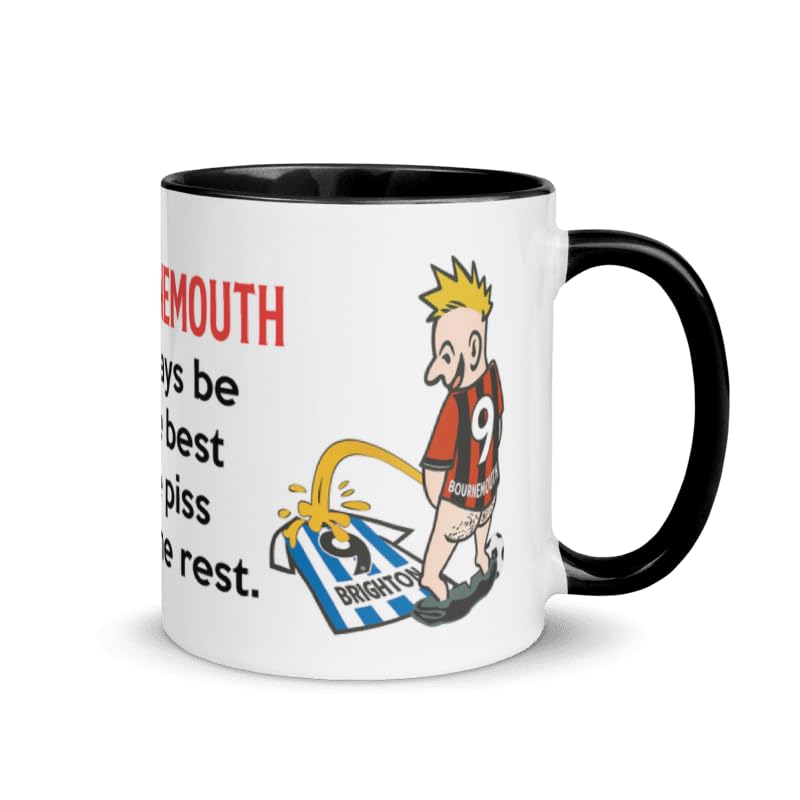 Wee On The Rival's Shirt | Football Fan Rivalry Mugs | Black Handle Mug Great Funny Gift for a Football Supporter Present Coffee Tea Color Inside(Bournemouth V Brighton) - Black