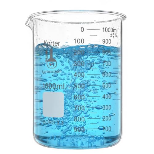 Image of 1000ml Beaker, Low Form Griffin, Boro. 3.3 Glass, Double Scale, Graduated, Karter Scientific 213D27 (Single) | Boro. 3.3 Glass, Double Scale, Graduated, Single