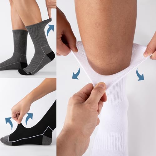 COOVAN Mens Cotton Crew Socks 5 Pack Athletic Breathable Sport Work Running Socks 5 Pairs3