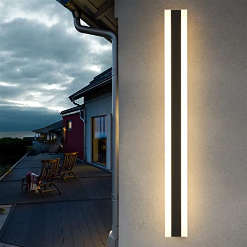 Long LED Villa Wall Light Villa Porch Outdoor Light IP65 Waterproof Wall Lights Black Long Strip Light Garden Outdoor Sconce Light-125CM,Warm Light