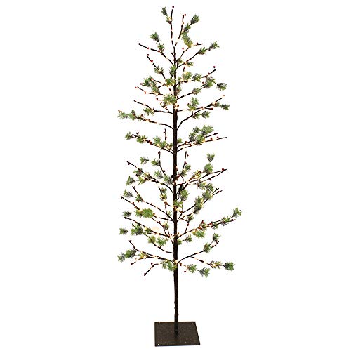 Puleo International 6 Foot Pre Lit Glitter Artificial Garland Christmas Tree Green