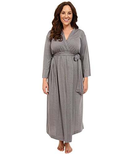 Natori Women's Plus-Size Shangri-La Bathrobe, Gray, 1X