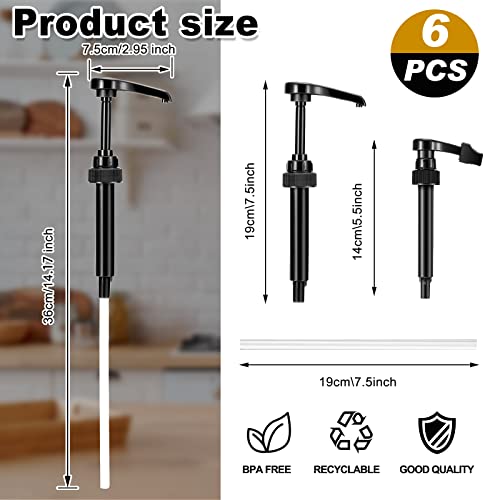 Image of Kigley 6 Pieces Coffee Syrup Pump Dispenser with Tip Cover Fits 750ml /25.4oz Bottles, Skinny Syrup Pump for Coffee Flavoring, Creamers, Caramel, Beverages, Dinning Cafe Bar Drinking Mixes(Black)