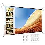YABER 100インチ プロジェクタースクリーン 屋外 16:9 折りたたみ式 しわ防止 4K HD 洗濯可能 ポータブルスクリーン 屋外 屋内 裏庭 オフィス ホームシアター用 両面投影