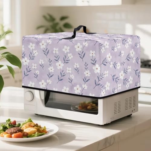 Image of Microwave Oven Cover Small Appliance Dust Cover Protective Toaster Oven Protector for Kitchen Countertop Decor and Accessories, L, Floral Violet