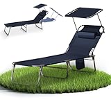 VCM Sonnenliege klappbar | Maße ca. L. 185 x H. 24 x B. 55 cm | Gartenliege...