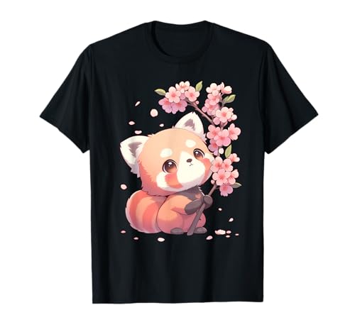 Kawaii Sakura Panda rouge | mignon panda rouge fleur de cerisier T-Shirt