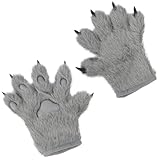 Clobeau Halloween Monster Werewolf Gloves Fursuit Animal Paw Mitten Wolf Faux Fur Cat Claw Cosplay Zombie Hands Glove Costume