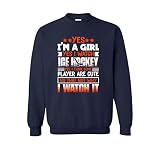 I'm A Girl and I Watch Ice Hockey Sweatshirts, Ice Hockey Long Sleeve Shirt, Clothes Navy,3XL