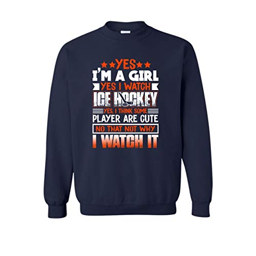 I'm A Girl And I Watch Ice Hockey Sweatshirts, Ice Hockey Long Sleeve Shirt, Clothes Navy,3Xl #TOP23