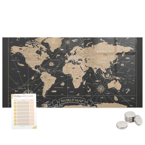 Placa de Acero y Cristal Templado Magnética 100x70 Mapamundi